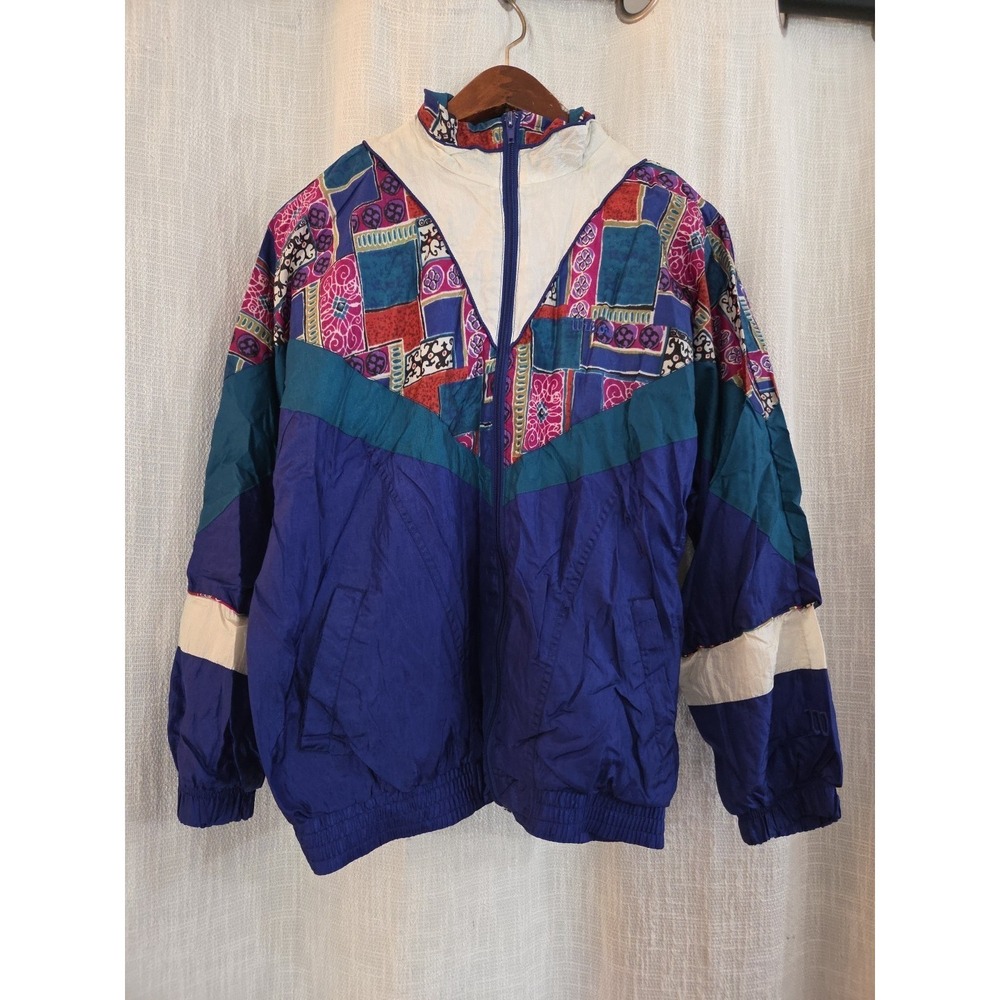 VTG 90s Advantage by Wilson Full Windbreaker Jacket Size Medium Granny Core